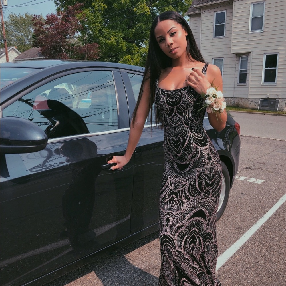 Black & Rose Gold Prom Dress